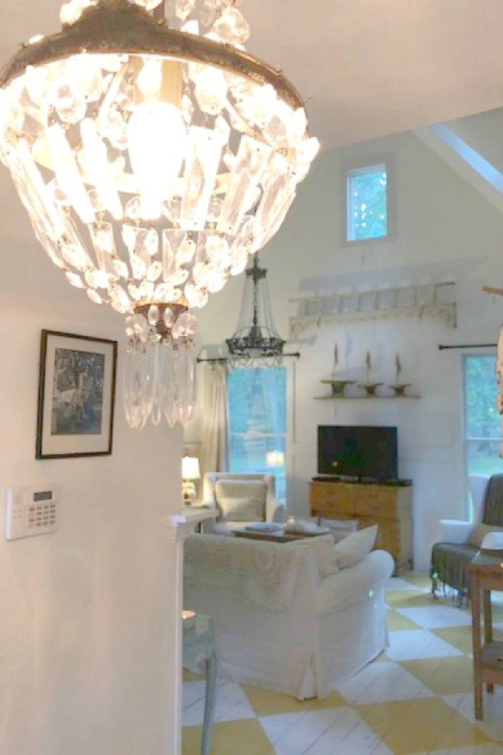 Living room in rustic country cottage in Leiper's Fork, TN known as storybook cottage - Hello Lovely Studio.