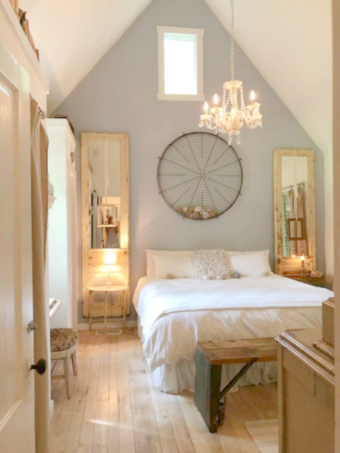 Rustic bedroom in country cottage in Leiper's Fork, TN known as storybook cottage - Hello Lovely Studio.