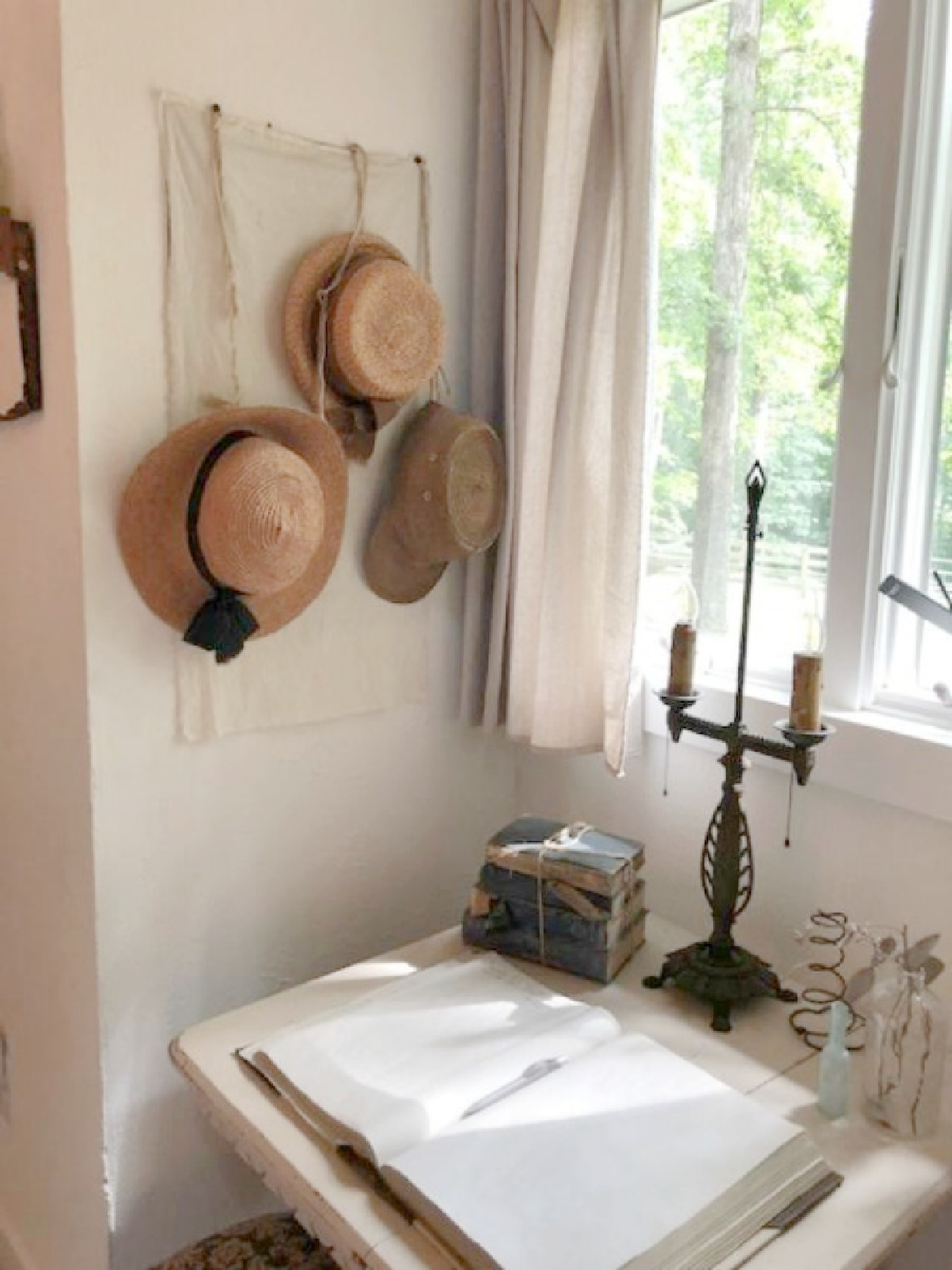 Vintage desk in rustic country cottage in Leiper's Fork, TN known as storybook cottage - Hello Lovely Studio.