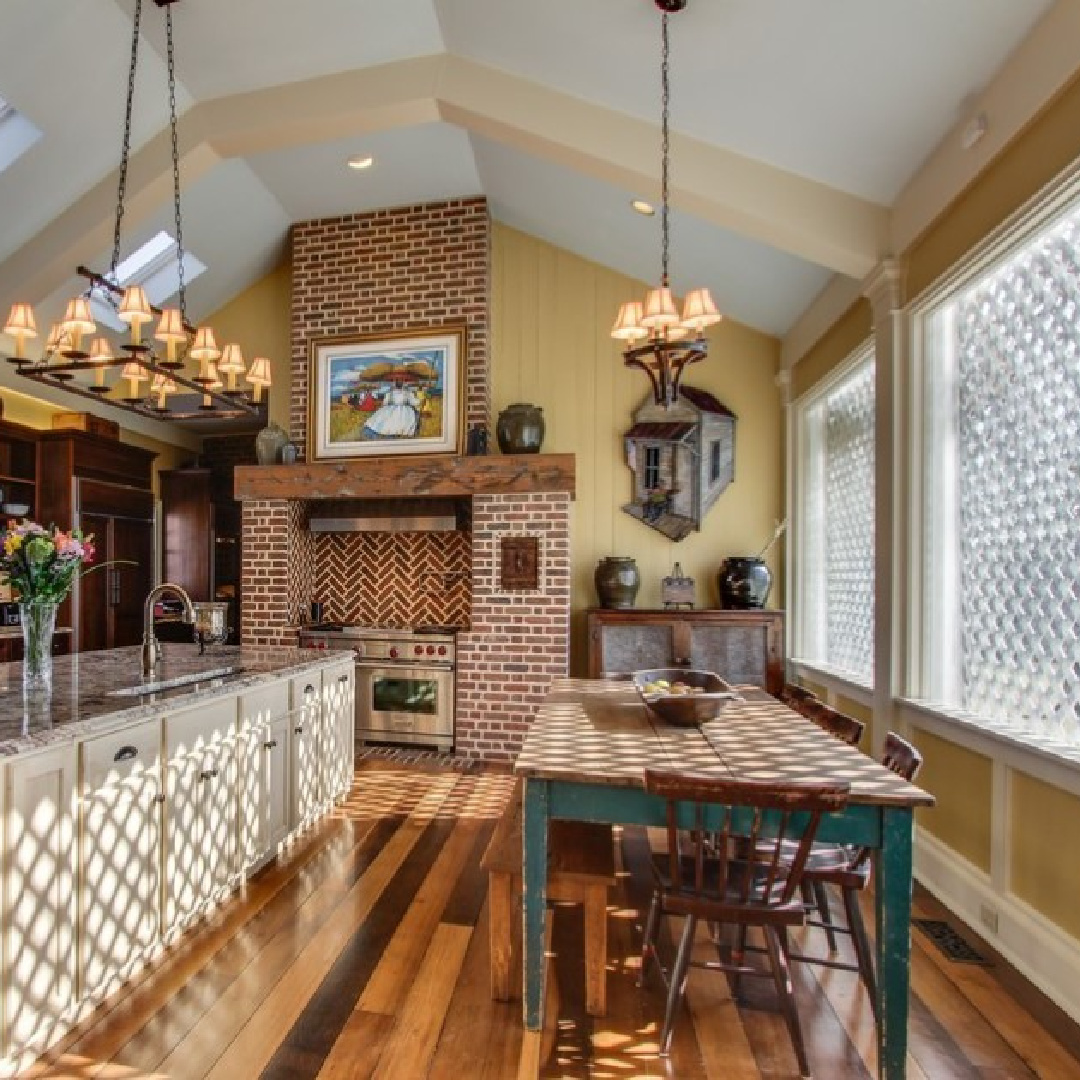 Restored kitchen breakfast nook - 3200 Del Rio Pike in Franklin - Meeting of the Waters house. #historichomes #franklintn