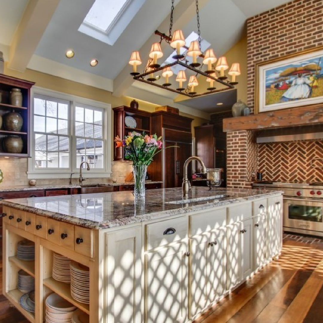 Island in restored kitchen - 3200 Del Rio Pike in Franklin - Meeting of the Waters house. #historichomes #franklintn