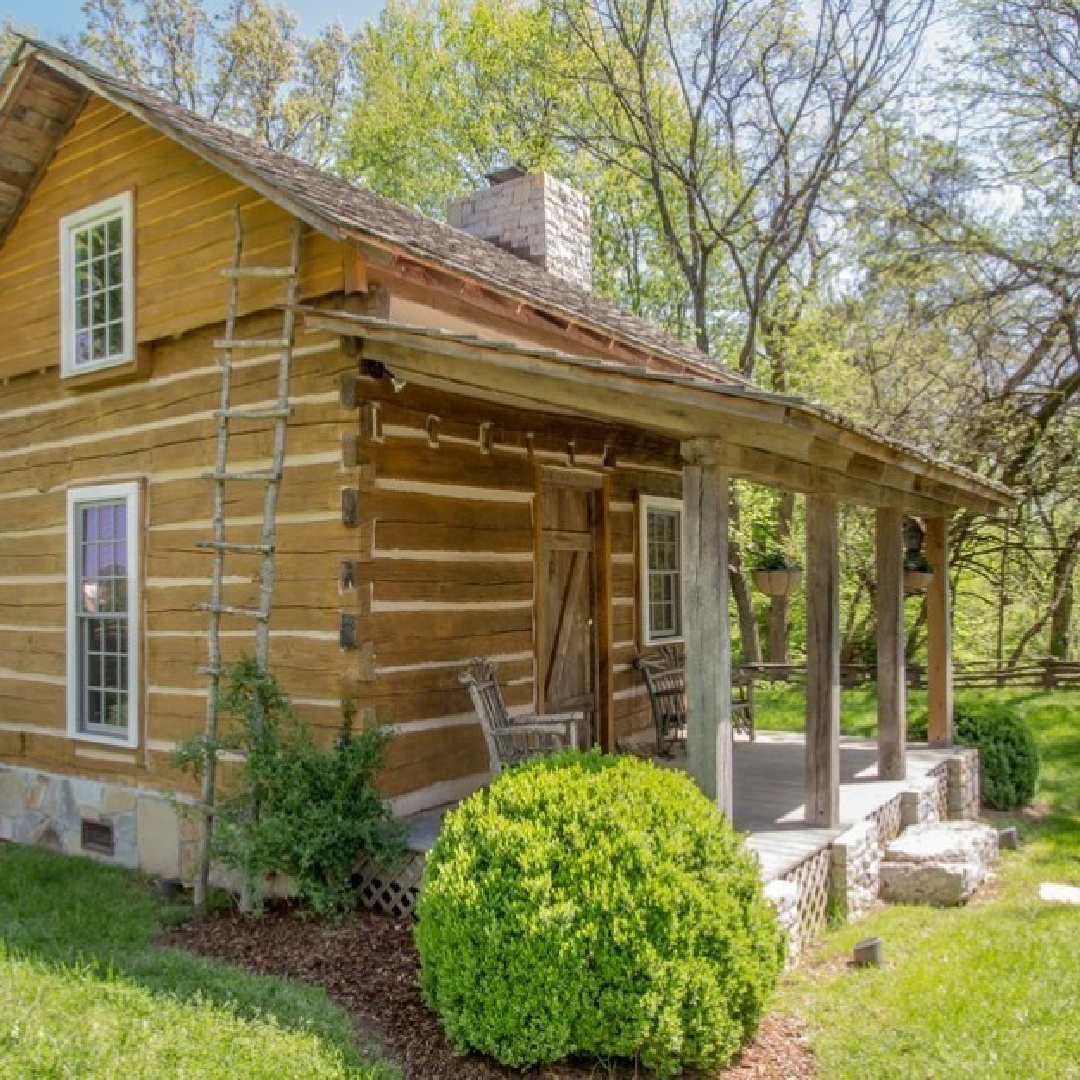 Log cabin exterior - 3200 Del Rio Pike in Franklin - Meeting of the Waters house. #historichomes #franklintn
