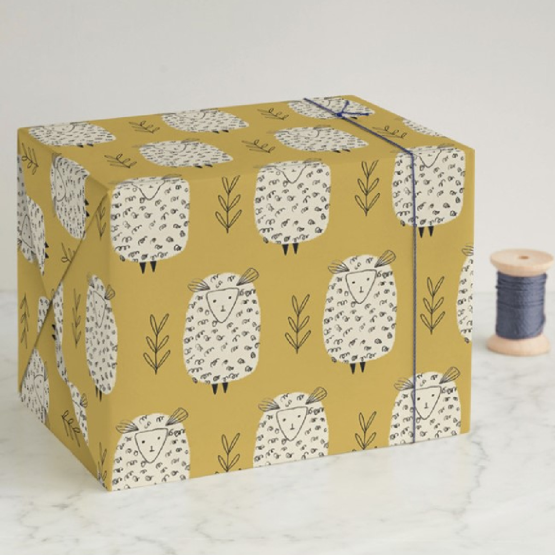 Baa Baa Cream Sheep Wrapping Paper from Minted. #giftwrap