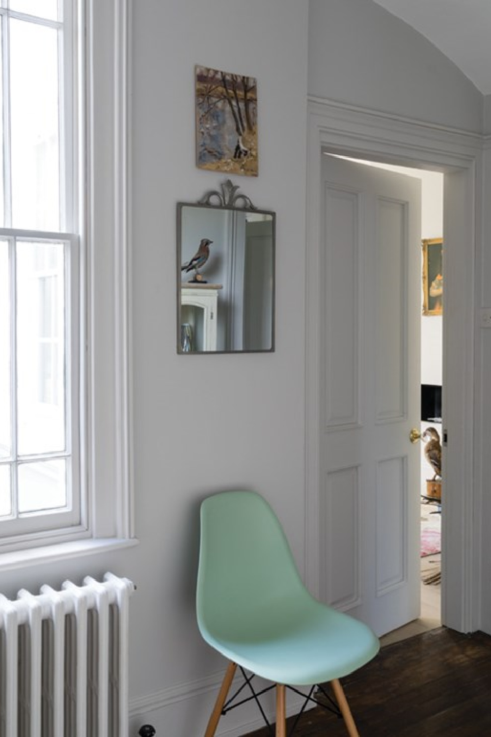 Blackened (Farrow & Ball) paint color in a hallway. #blackened #paintcolors