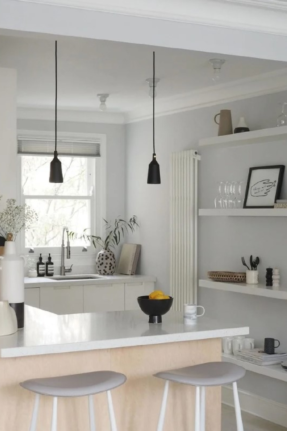 Blackened (Farrow & Ball) paint color in a kitchen - @cateshill. #blackened #paintcolors