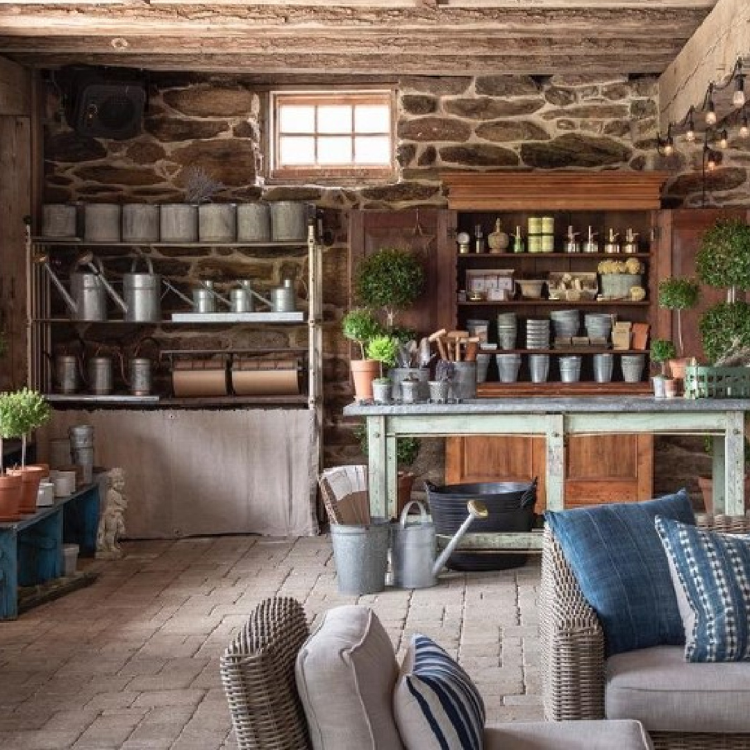 Star Bright Farm's beautiful shop interior with antiques and garden beauty - Helen Norman.