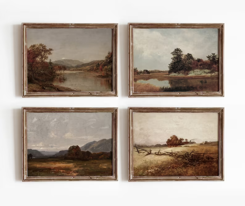 Autumn landscape gallery set of prints from Maple and Oak Vintage on Etsy. #landscapeprints #vintagelandscape