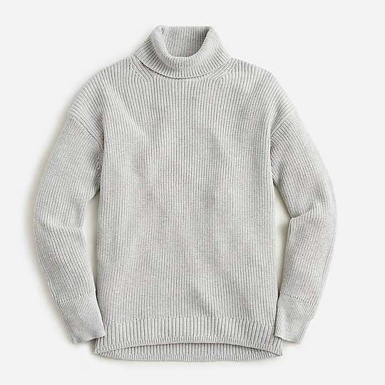 Ribbed Cotton Cashmere Relaxed Turtleneck Sweater, J. Crew