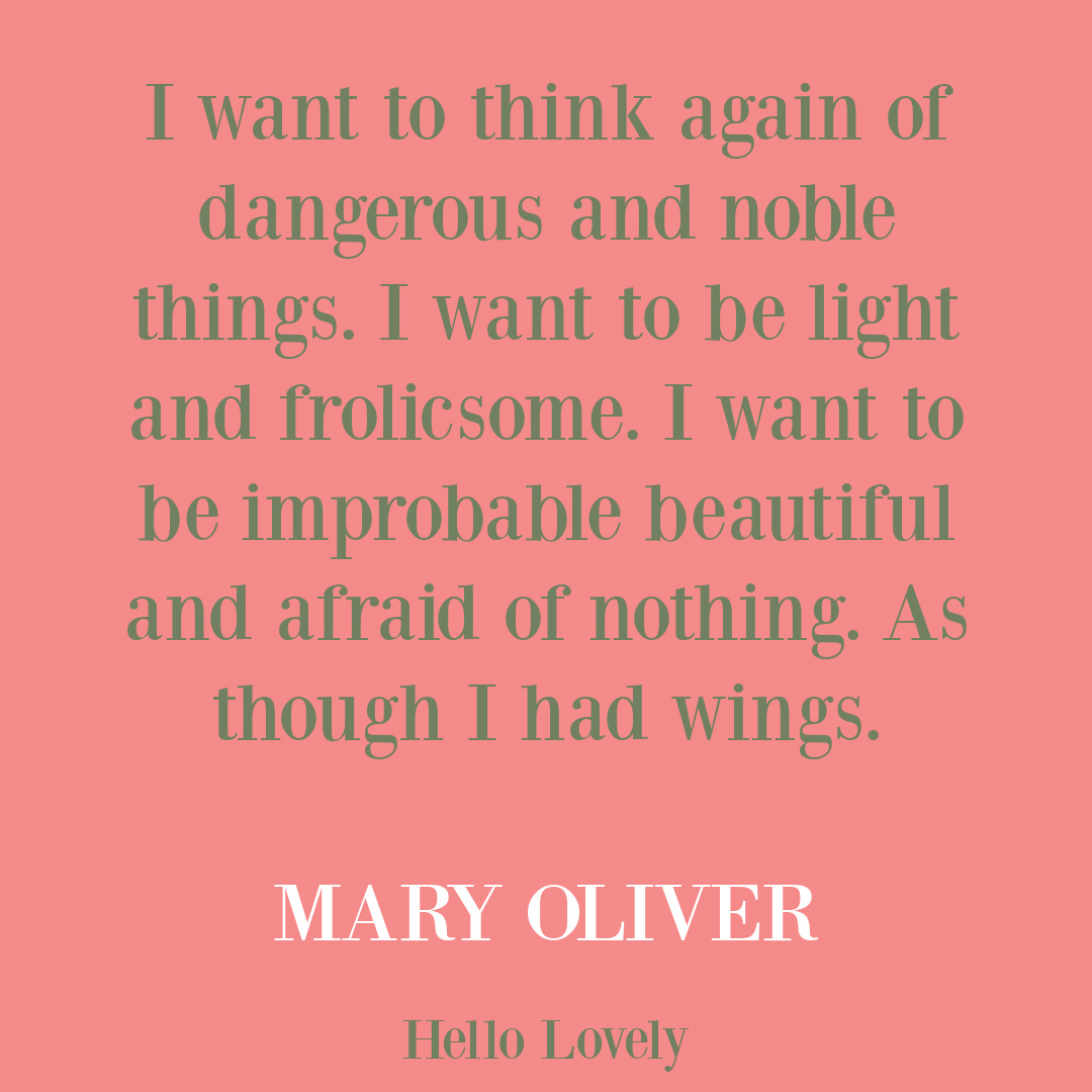 Mary Oliver short poem quote on Hello Lovely Studio. #maryoliverpoems #maryoliver