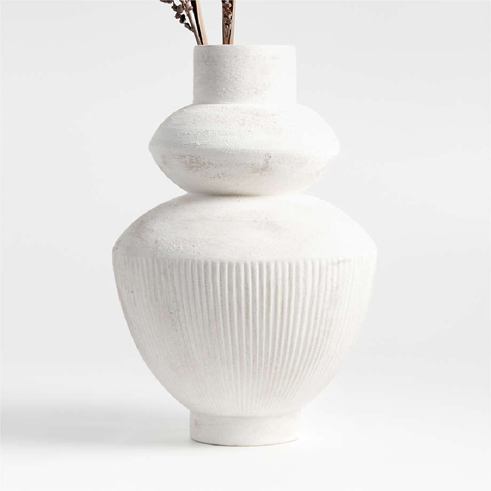 Les Cretes White Textured Vase by Athena Calderone for Crate & Barrel.