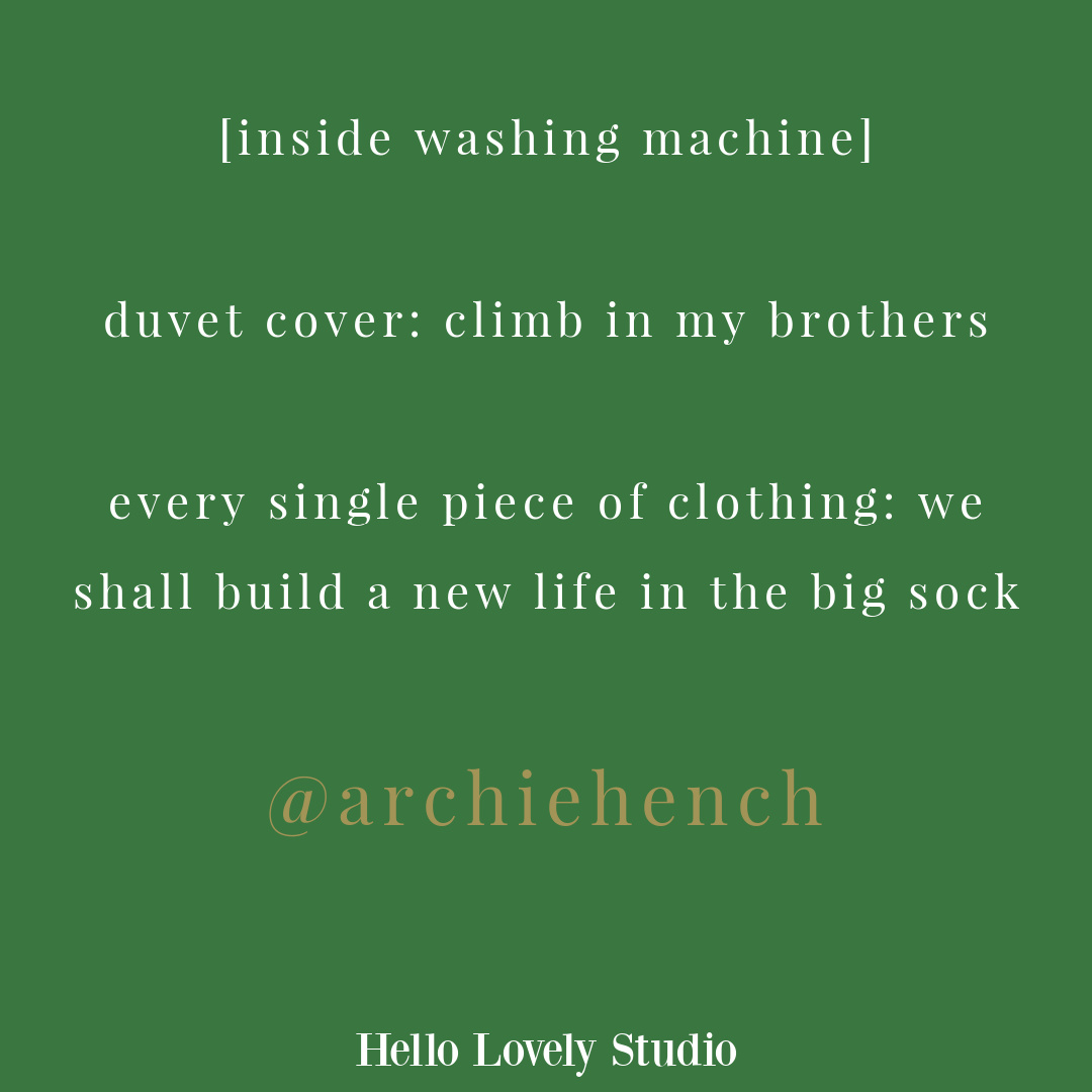 Funny tweet and laundry humor on Hello Lovely Studio.