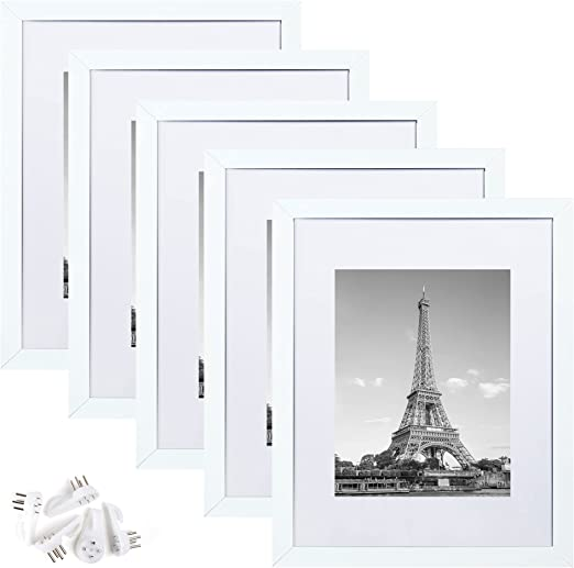 White wood frames with mats, Amazon.