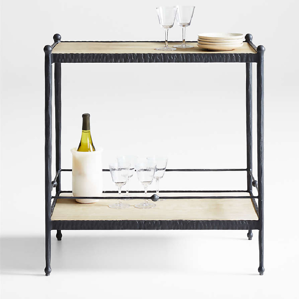 Rodin black metal bar console by Athena Calderone for Crate & Barrel.