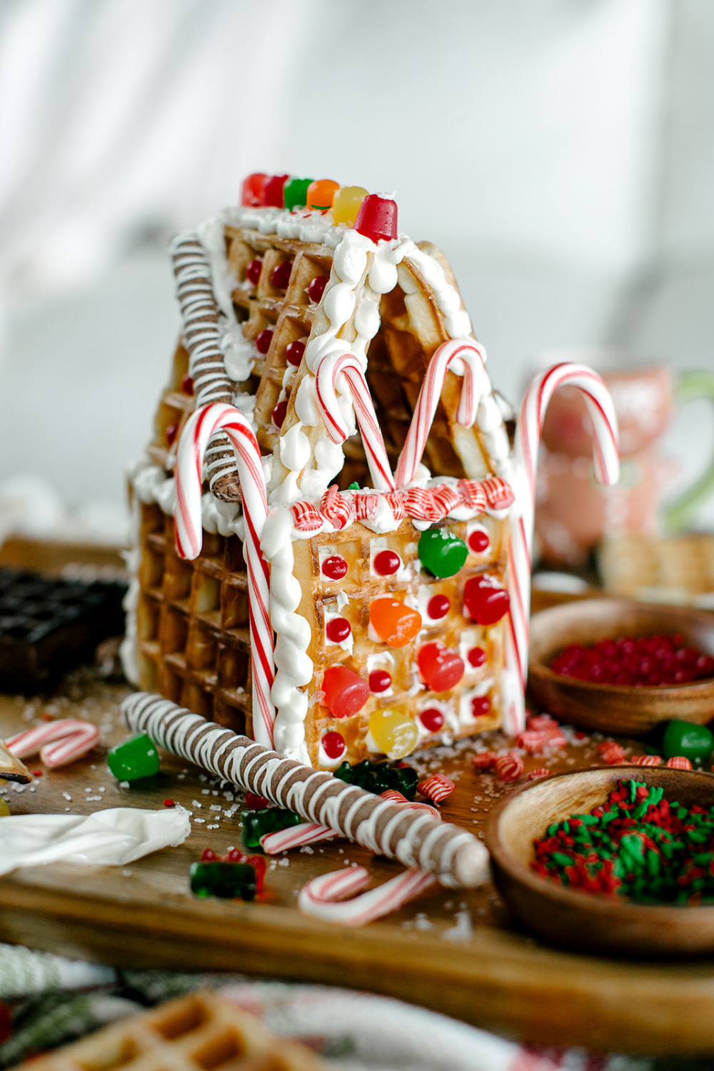 Gingerbread waffle house is fanciful and festive for Christmas - Camille Styles. #wafflehouse #gingerbreadhouses