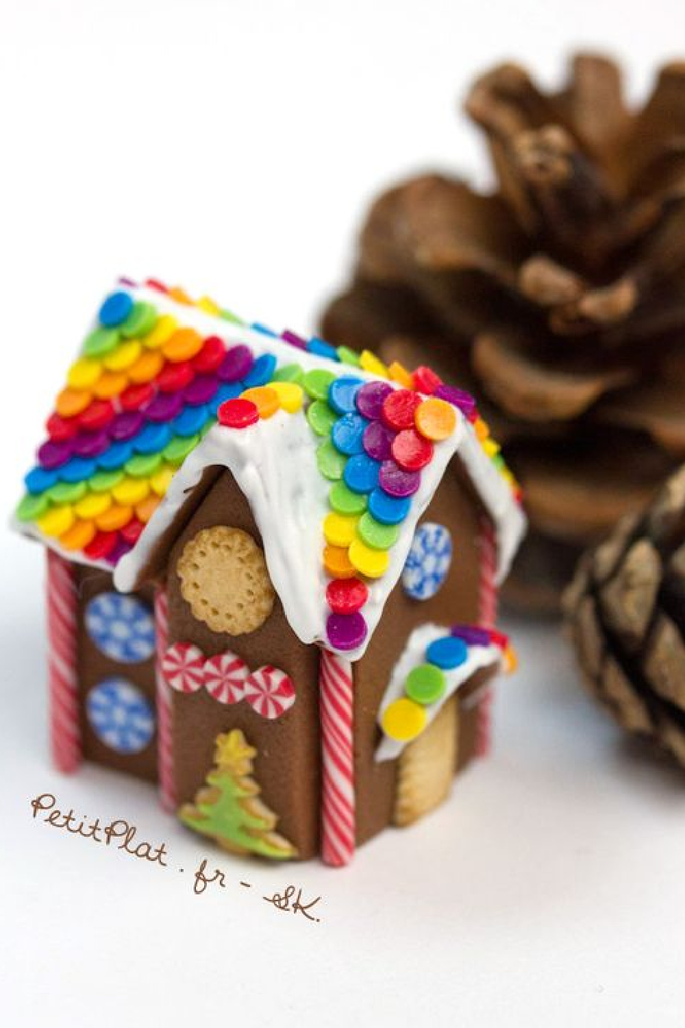 Miniature Gingerbread Houses with vivid colorful Polymer Clay