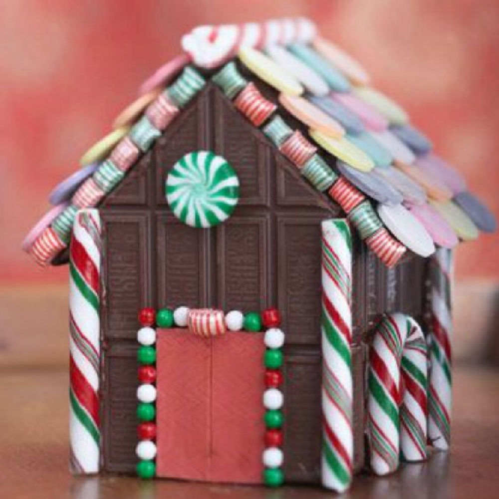 Chocolate Hersheys candy gingerbread house.