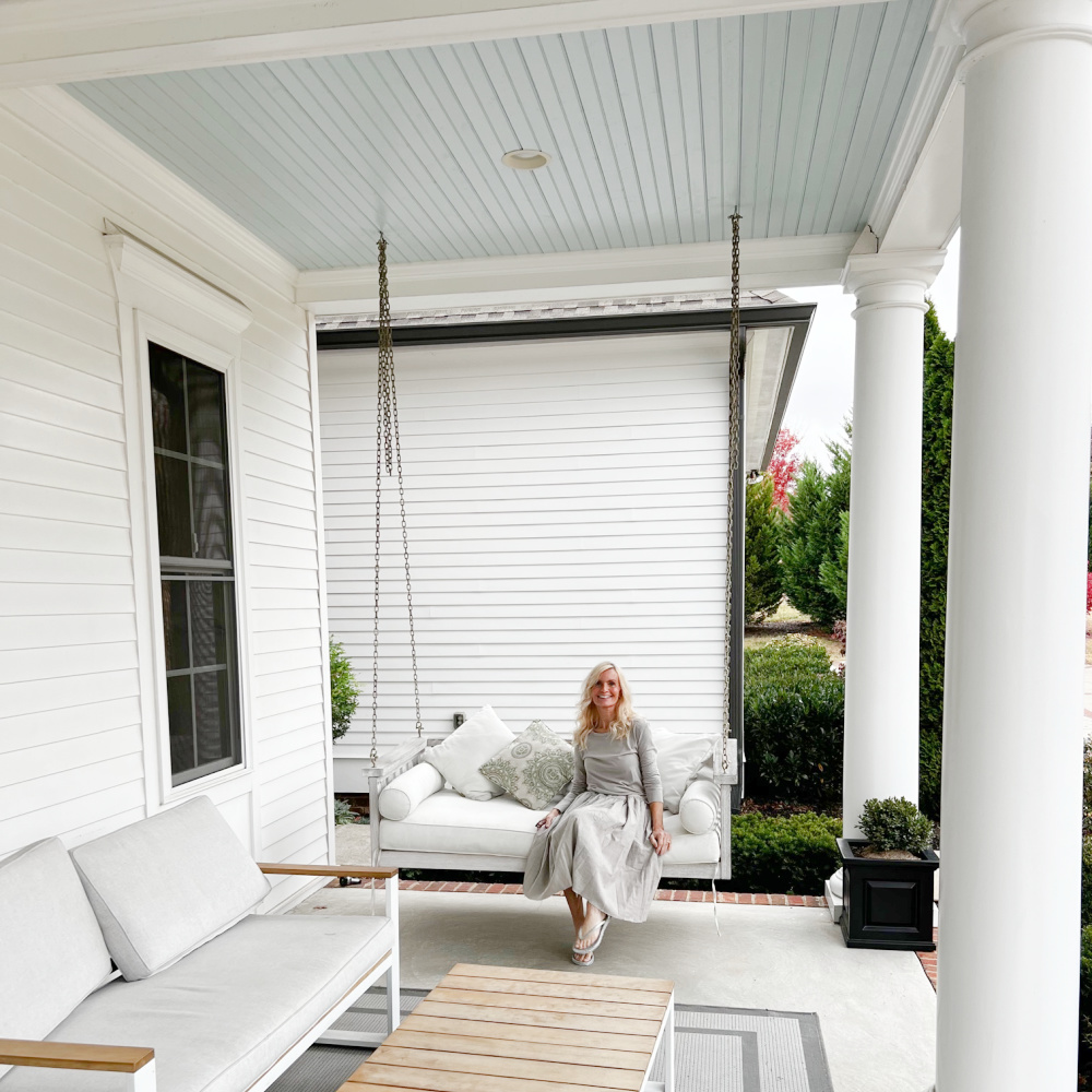 Michele on a Southern porch swing in Franklin, TN - Hello Lovely Studio.