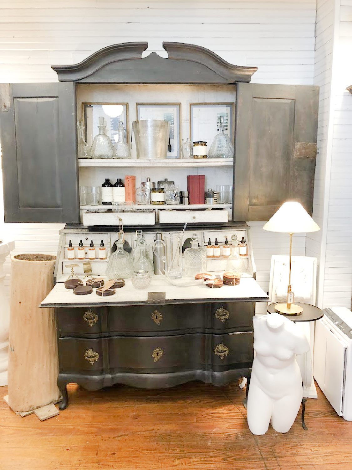 Antique cupboard and home goods in Patina Home & Garden shop from Giannettis in Leiper's Fork, TN - Hello Lovely Studio. #patinahome #leipersforktn