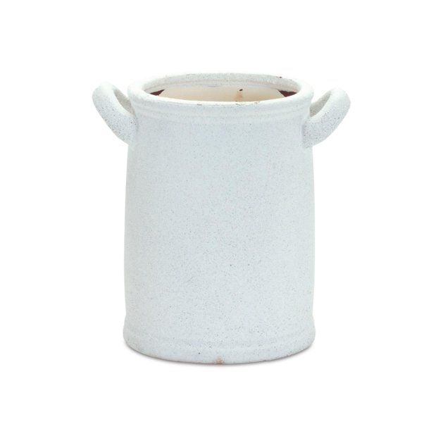 Rustic white terracotta urn vase.