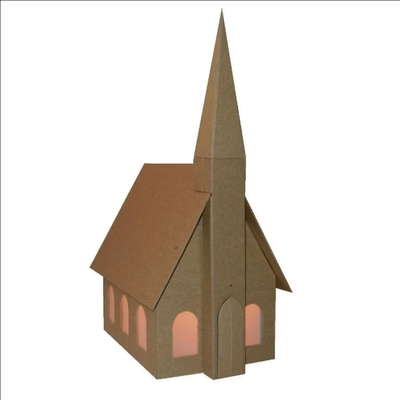 Gingerbread house church kit with chipboard pieces - Retiredletsdolunch on Etsy. #gingerbreadhousekit