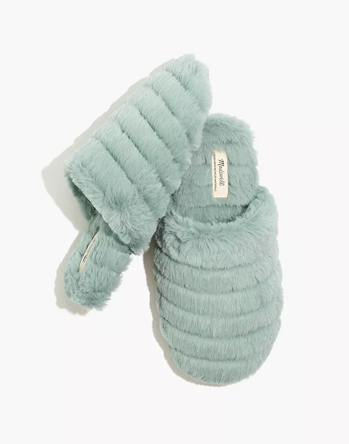 Quilted Scuff Slippers in sage green, Madewell.