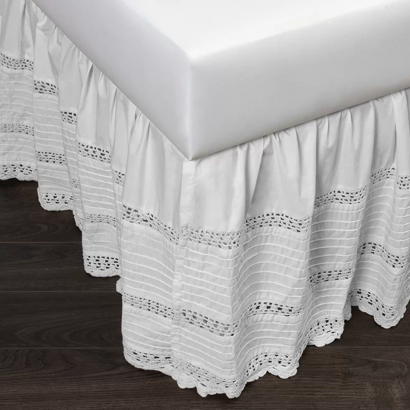 White crochet bed skirt. #bedskirts #frenchcountrybedroom