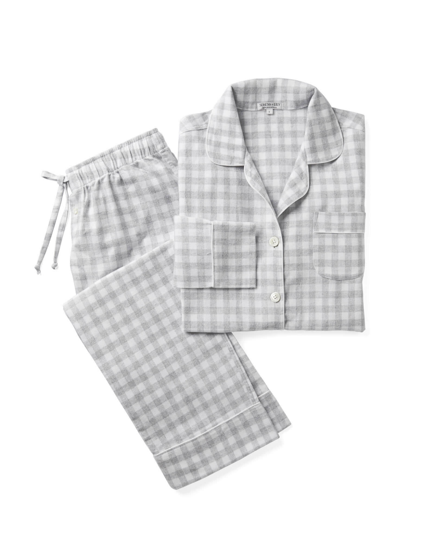 Dalton flannel pajamas (check pattern in color: fog) from Serena & Lily. #flannelpajamas