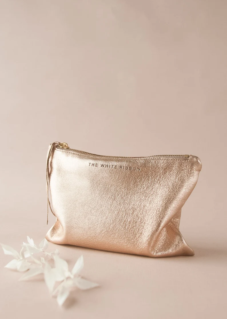 Gold leather clutch/pouch