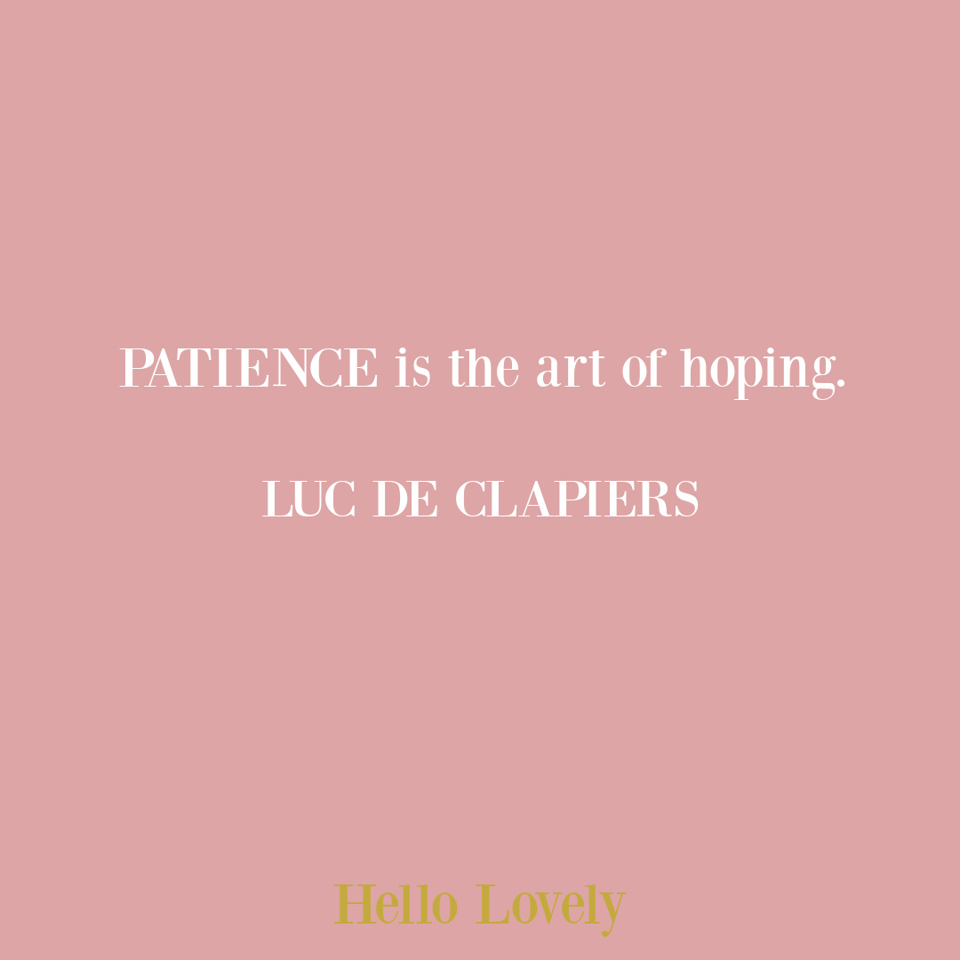 Luc De Clapiers quote about patience and hope on Hello Lovely Studio.