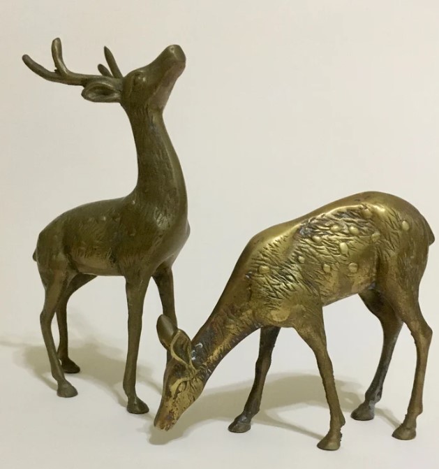 Vintage brass deer, Glass Shop Boutique on Etsy. #mcm #brassdeer