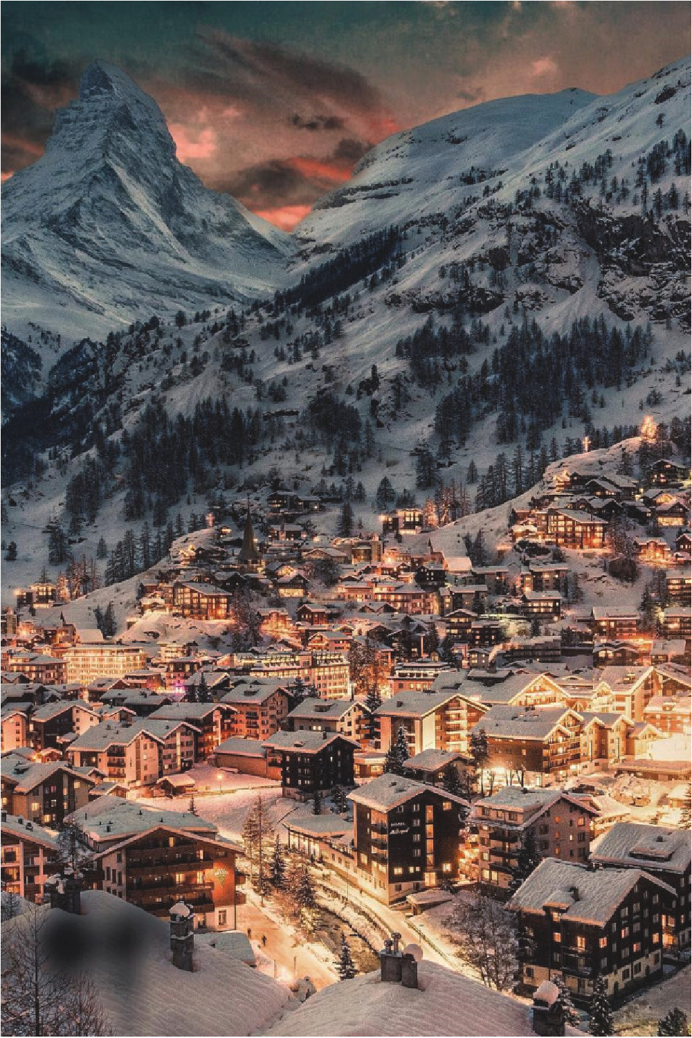 Winter wonderland village in mountains with snow - isleofskye. #wintercozy #winterwonder #mountainvillage #snowymountainvillage