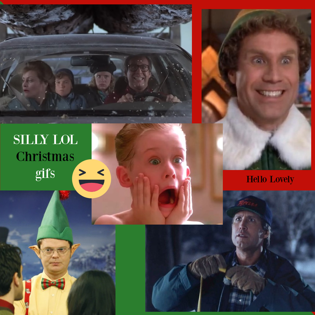 Silly LOL Christmas gifs banner with Elf, Home Alone, Christmas Vacation, and The Office - Hello Lovely Studio. #funnygifs #holidaygifs #christmasmoviegifs