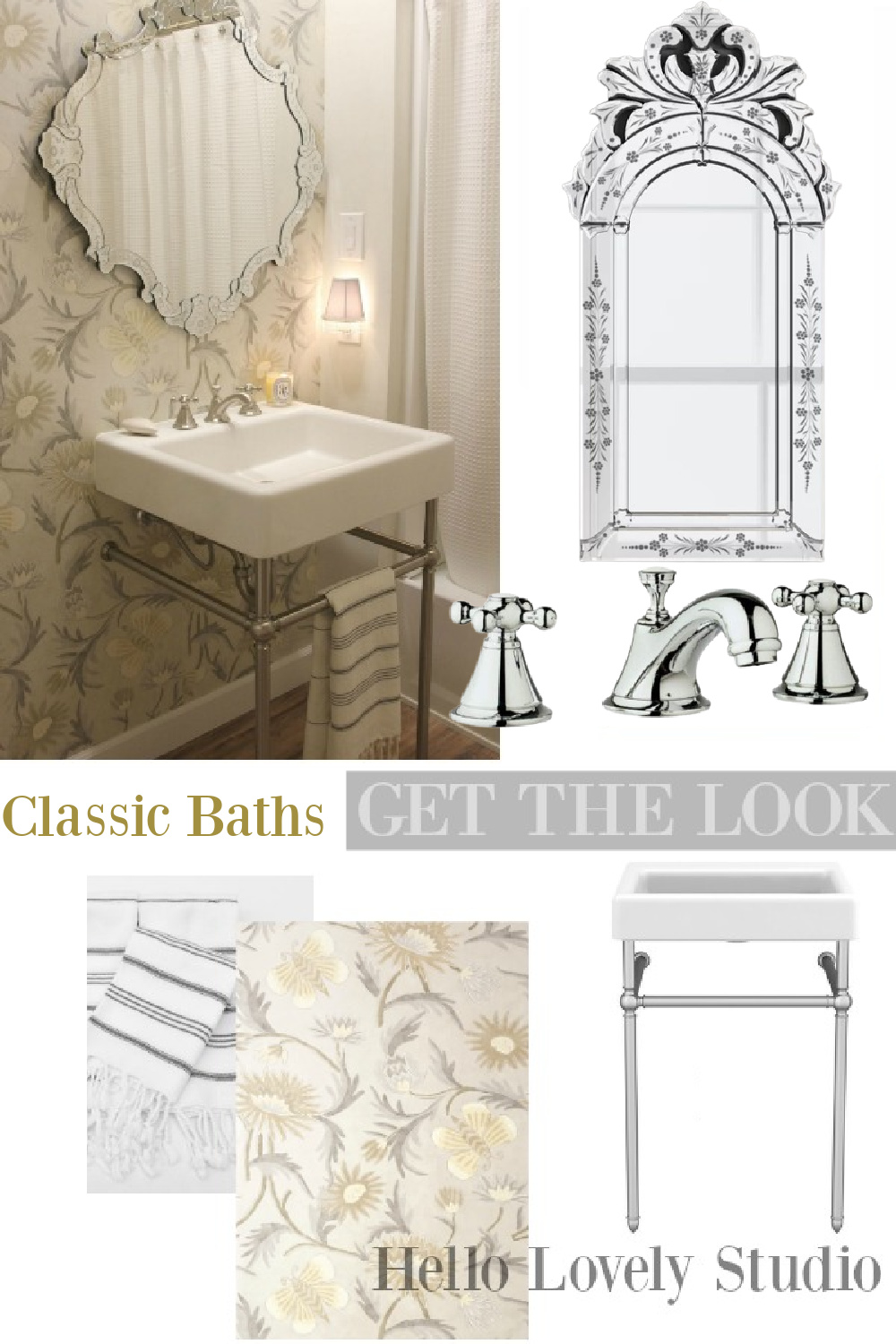 Classic Baths: Get the Look on Hello Lovely Studio. #classicbathdesign #powderbath