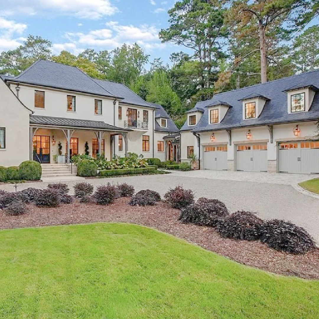 Beautiful French country home in Buckhead Atlanta neighborhood with exquisite architecture, craftsmanship, interior design and landscape. #frenchcountryhome #luxurioushomes