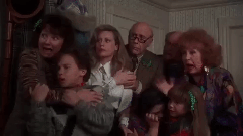 gif result for scared Griswold family huddled together funny gif Christmas Vacation movie