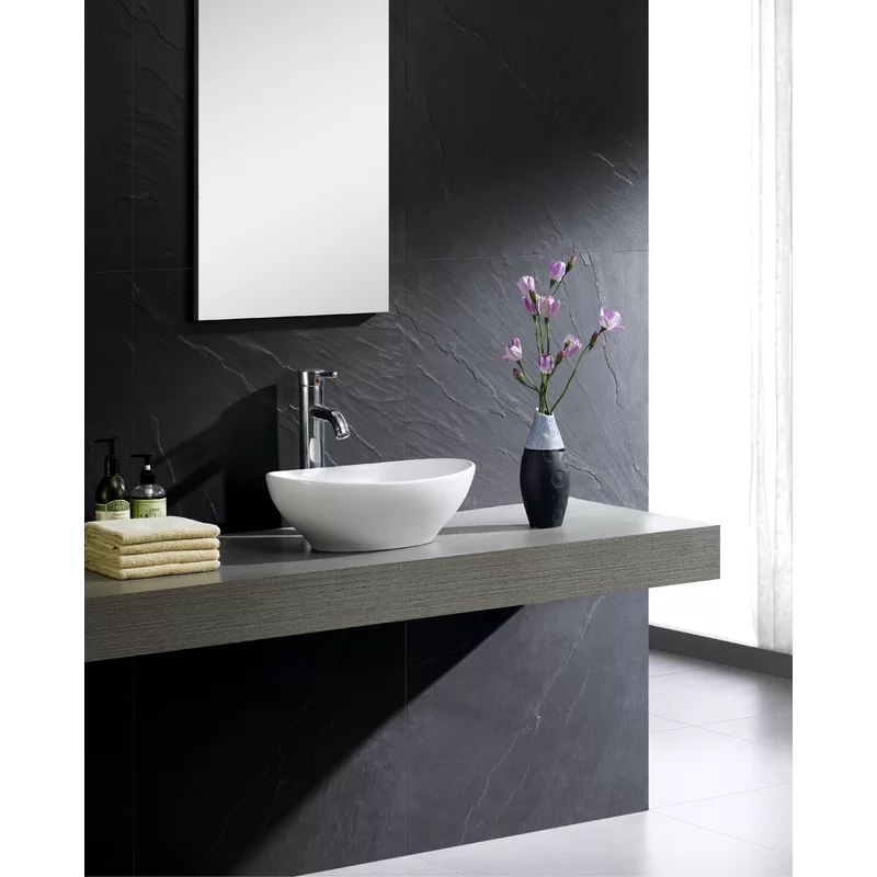 Oval bathroom console sink