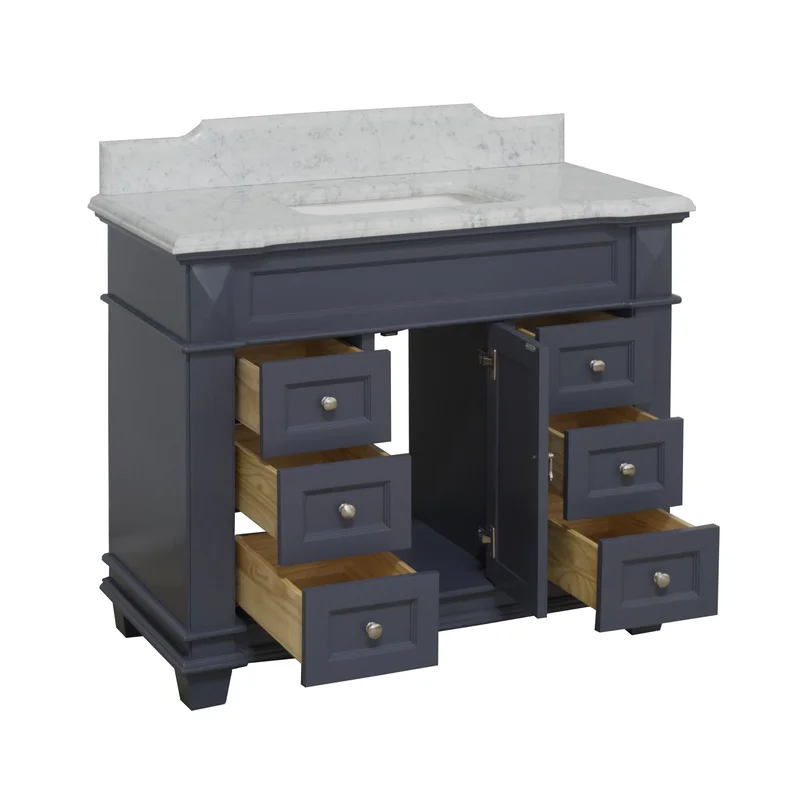 Ensa 42" bathroom vanity in charcoal with carrara marble top