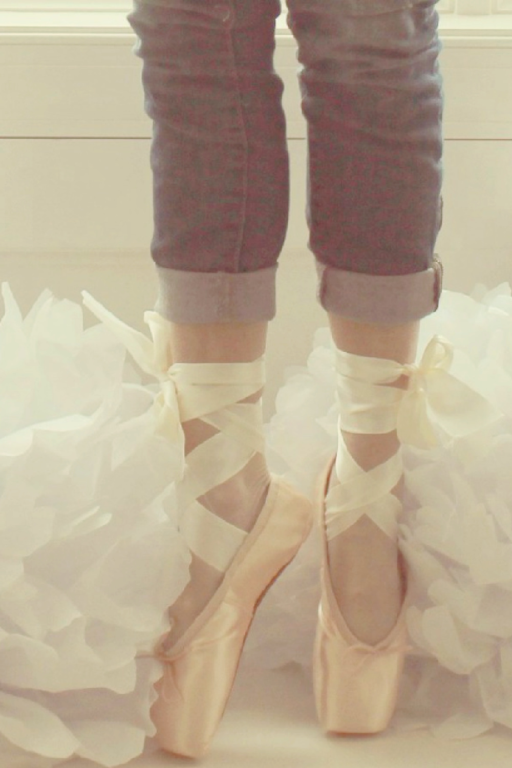 Michele in pointe shoes with tissue poufs - Hello Lovely Studio. #pointeshoes #balletslippers