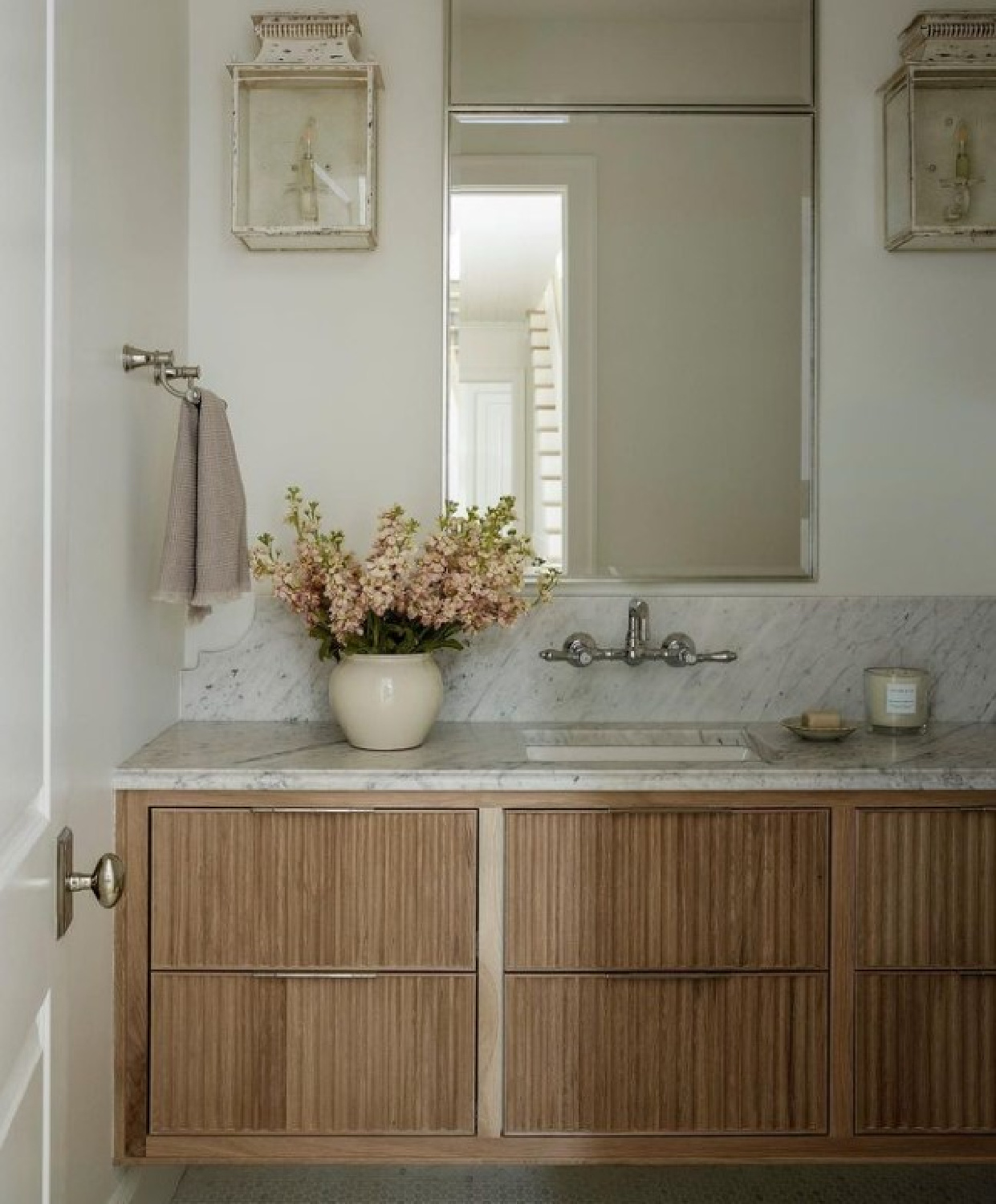 Classic bathroom design with wall mount faucet - Alex Adamson Design.