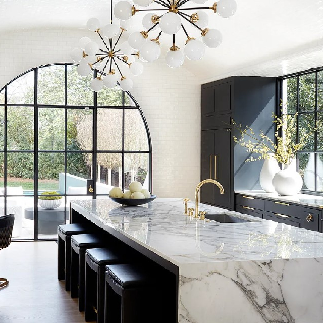 Black and white luxurious Atlanta (Tuxedo Rd) kitchen. #blackandwhitekitchen