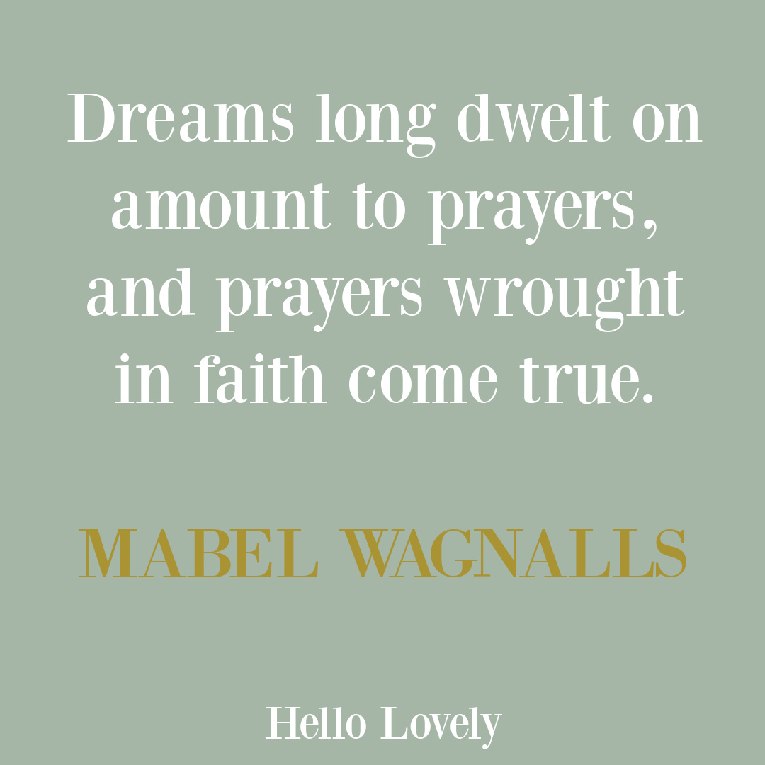 Mabel Wagnalls quote etched at Wagnalls Memorial Library about the relationship of dreams, prayers, and faith - Wagnalls authored THE ROSE-BUSH OF A THOUSAND YEARS in 1919. 