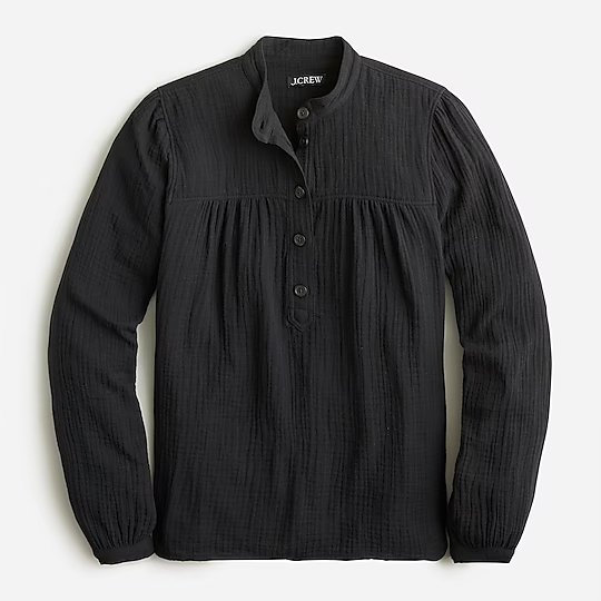 Popover shirt in double gauze, J. Crew (black)