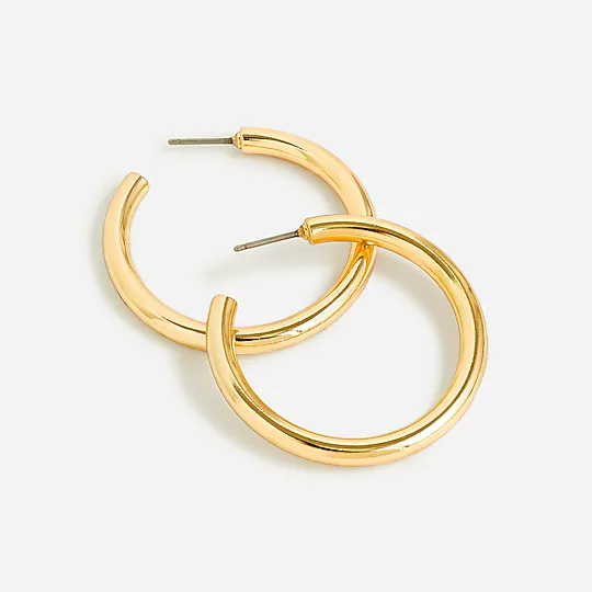 Gold hoop earrings, J. Crew