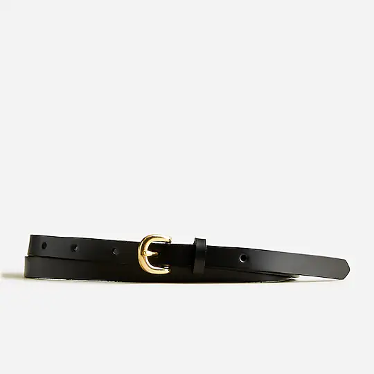 Skinny Italian Leather Belt, black, J. Crew