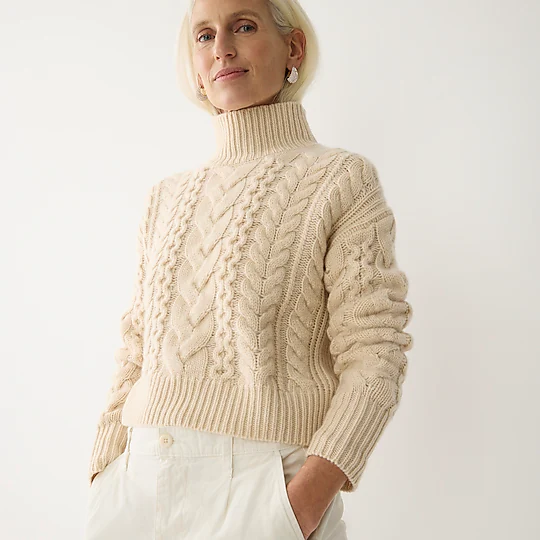 J. Crew cashmere cableknit cropped sweater