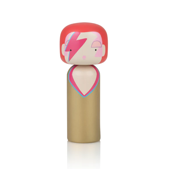 David Bowie Ziggy Aladdin Sane kokeshi doll, Lucie Kaas.