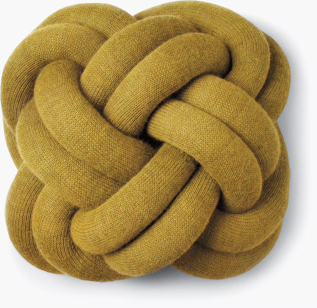 Knot pillow in yellow - a playful, sculptural, knitted wonder of a Scandi modern cushion from Design Within Reach. #knotpillow #modernswedish
