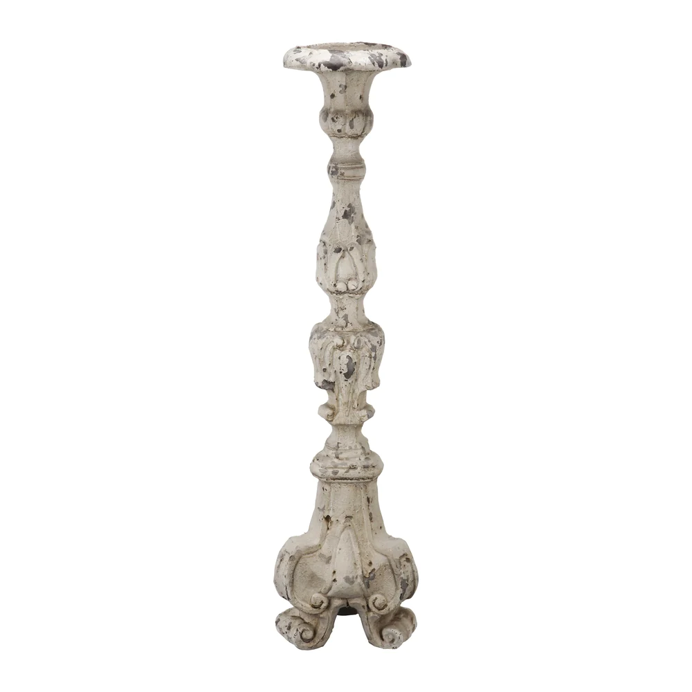 Rustic distressed French country tall candlestick. #frenchcountrydecor #candlesticks #altarcandle
