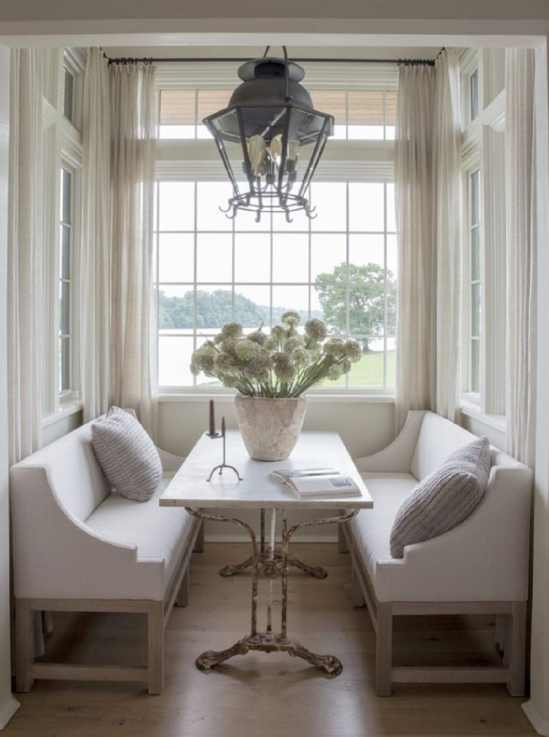 Serene and ethereal breakfast nook in a magnificent home in Tennessee by Jeffrey Dungan Architects.