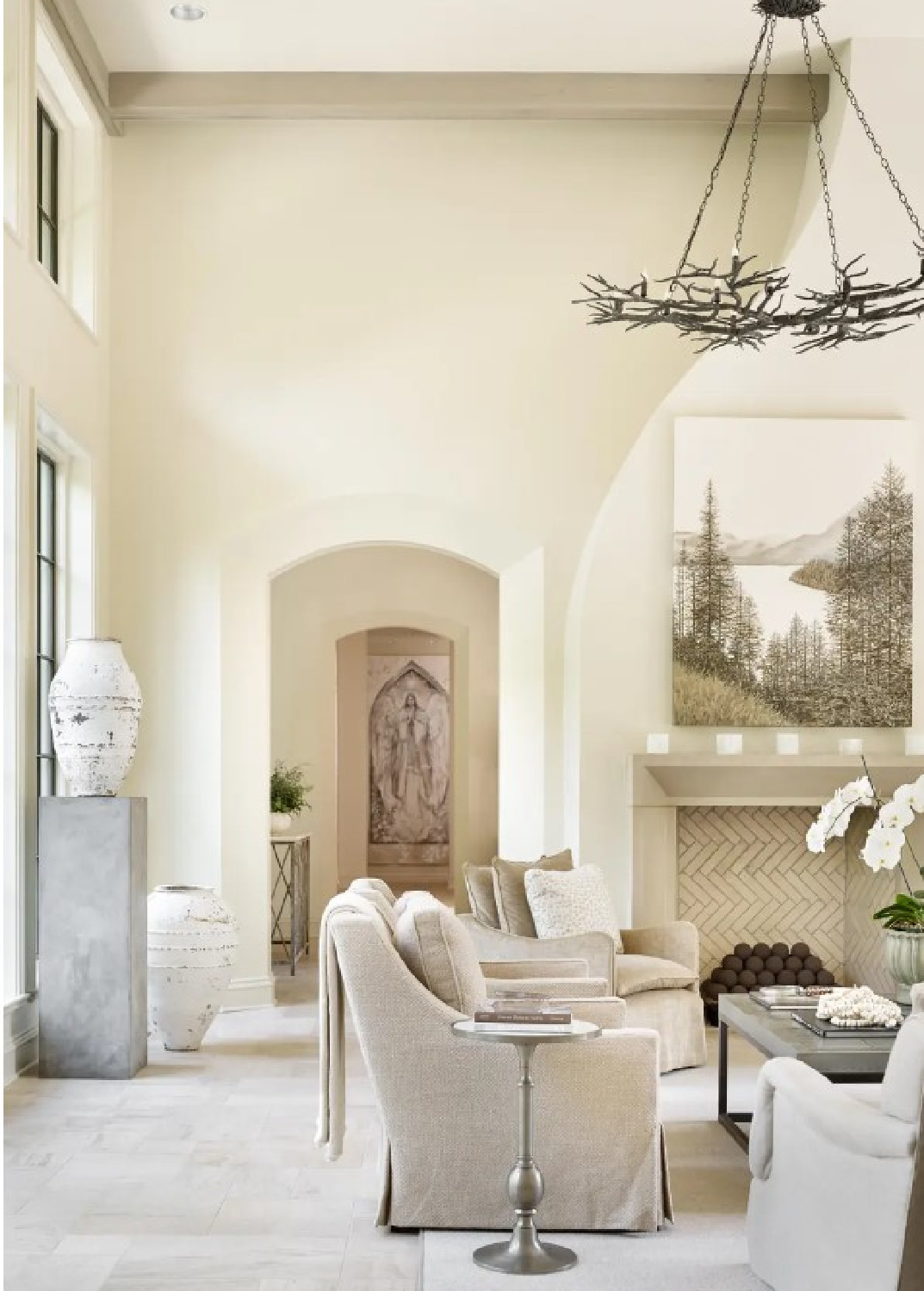 Living room (Villa at Shoal Creek) with architecture by Jeffrey Dungan Architects.